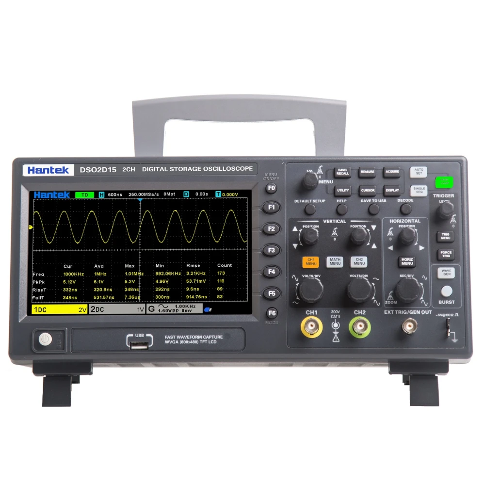 Hantek DSO2D15 2-Channel 150 MHz Digital Oscilloscope with Function Generator