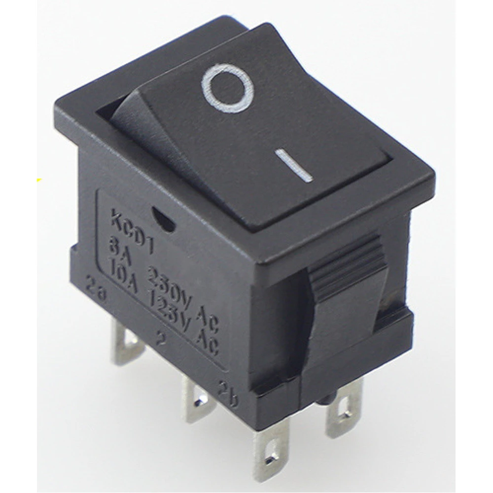 KCD1-202 Black 6-Pin Rocker Switch for Projects and Replacements