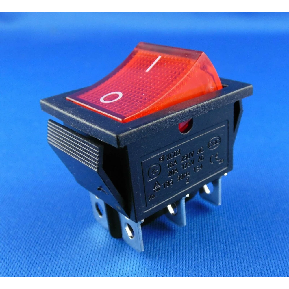 satkit red illuminated rocker switch 6 pin KCD4