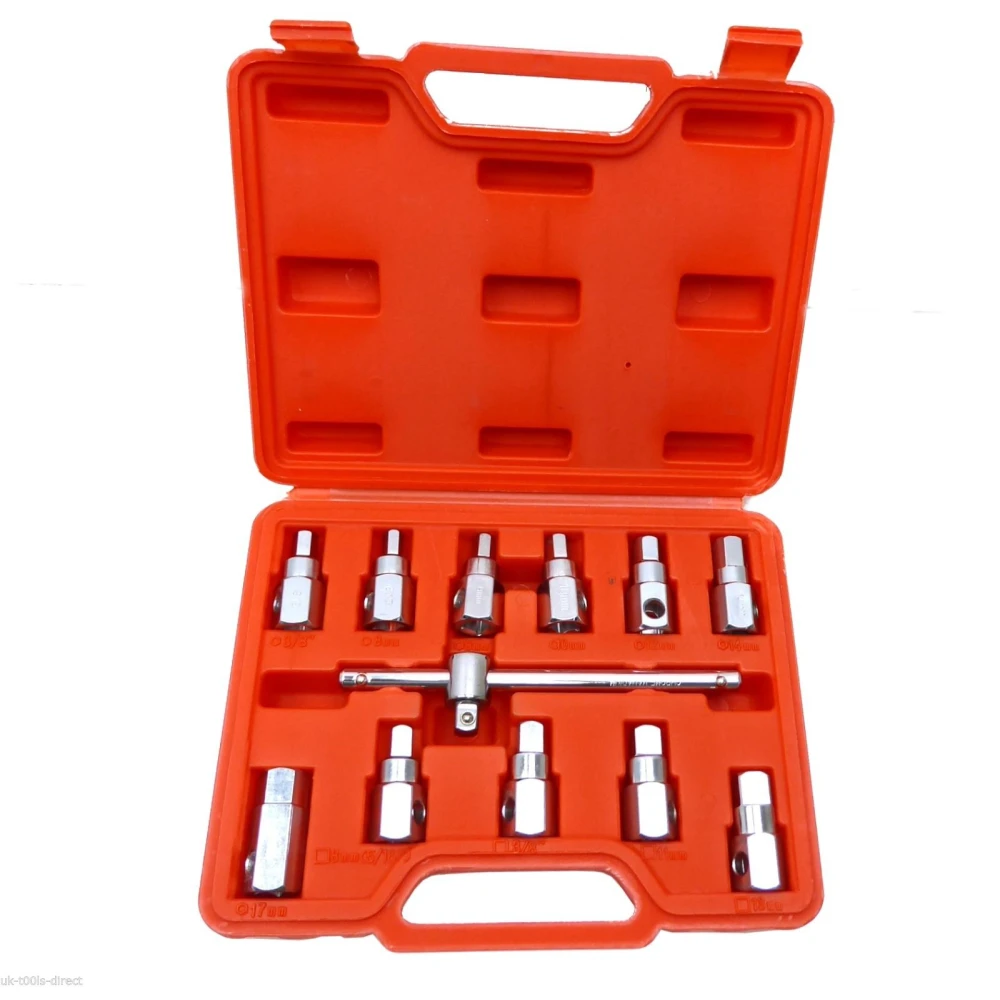 12-Piece Drain Plug Socket Set - TSX TOOL Professional Kit