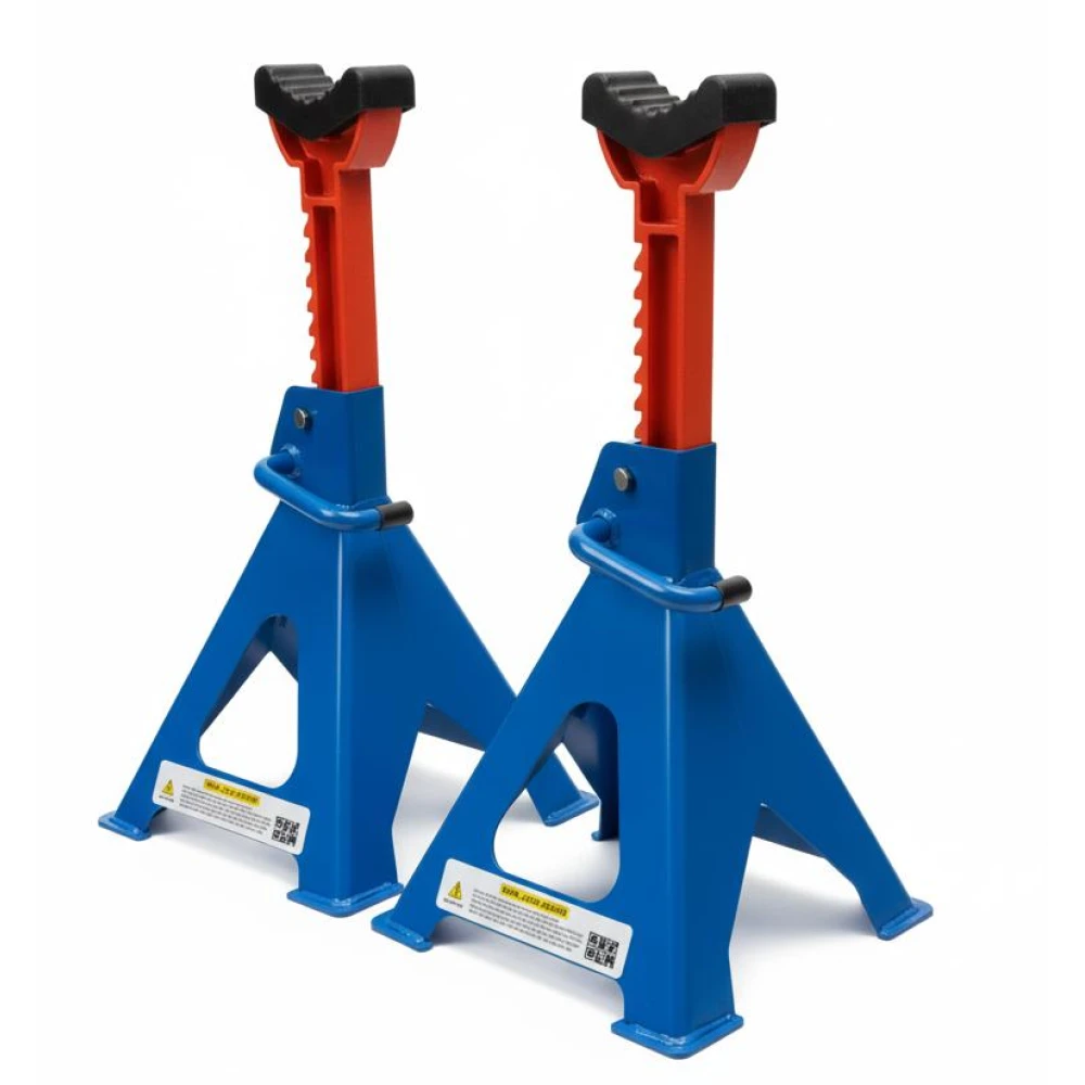Set of 2 6-Tonne Axle Stands with Double Safety and Rubber Pad