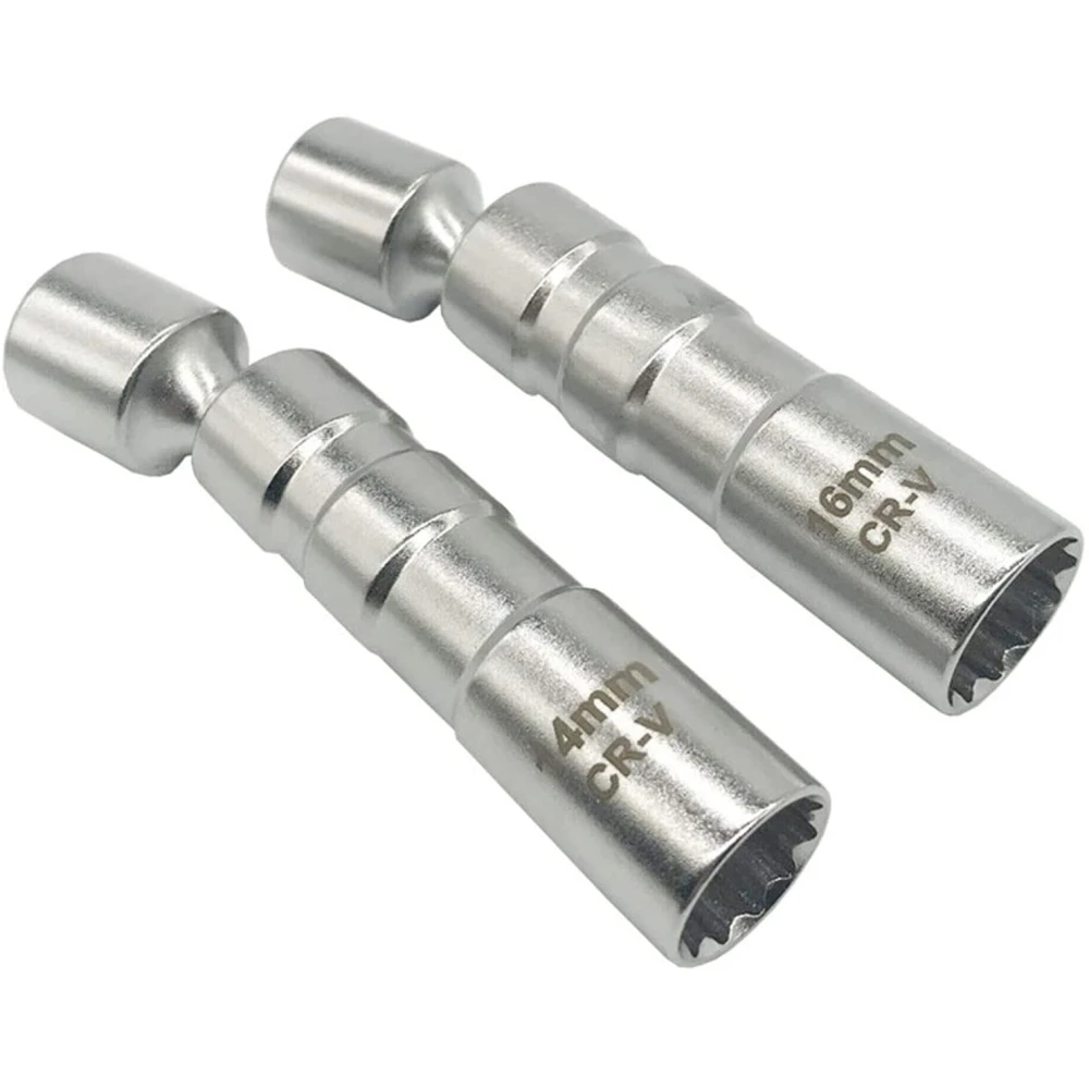 Set of 2 Flexible Magnetic Spark Plug Sockets 14 mm and 16 mm TSX TOOL
