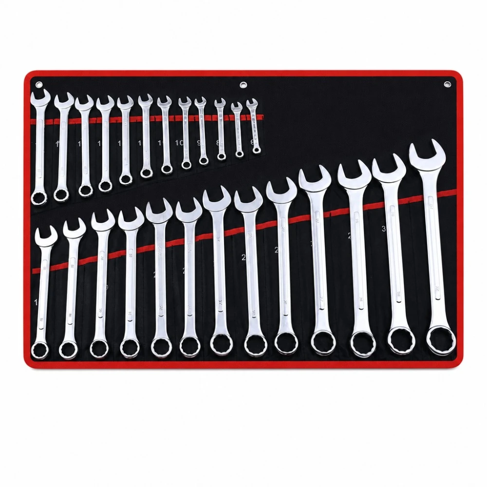 26-Piece Combination Spanner Set Open/Ring End 6-32mm Cr-V Steel with Case