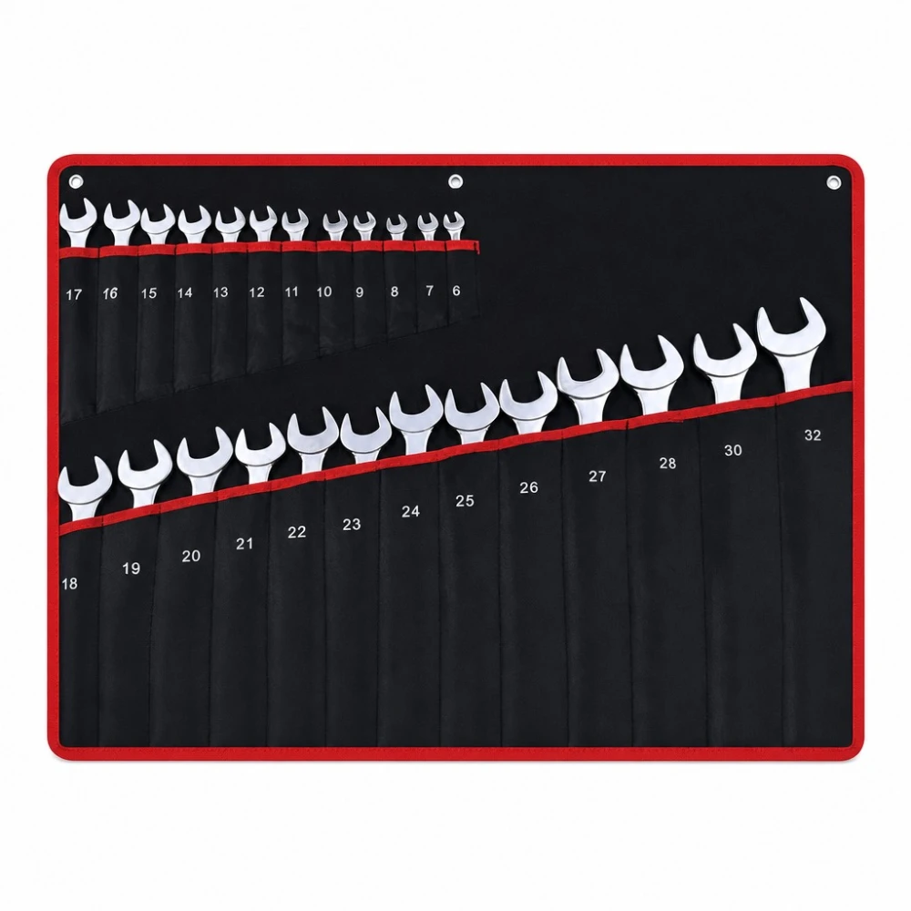 26-Piece Combination Spanner Set Open/Ring End 6-32mm Cr-V Steel with Case