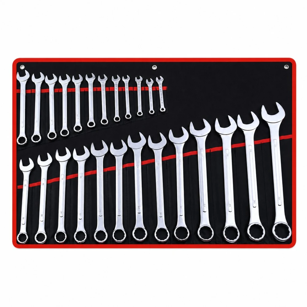 26-Piece Combination Spanner Set Open/Ring End 6-32mm Cr-V Steel with Case