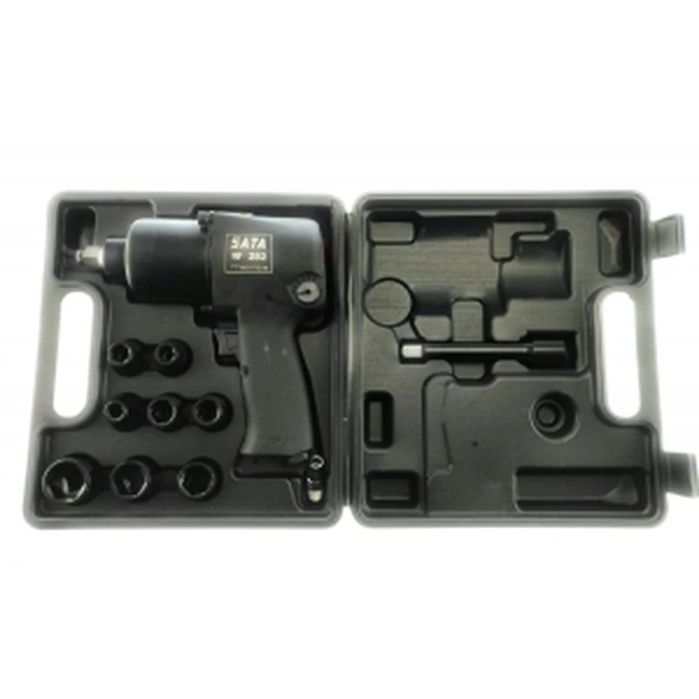 SATA 1/2'' impact socket set and impact wrench with 660Nm max torque and 8 sockets included
