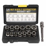 14-Piece Broken Screw & Nut Extractor Set HSS Steel Damaged Bolt Remover