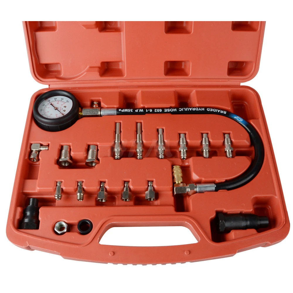 Kit medidor de presión de cilindros TU-15 con manguera y accesorios en maletín