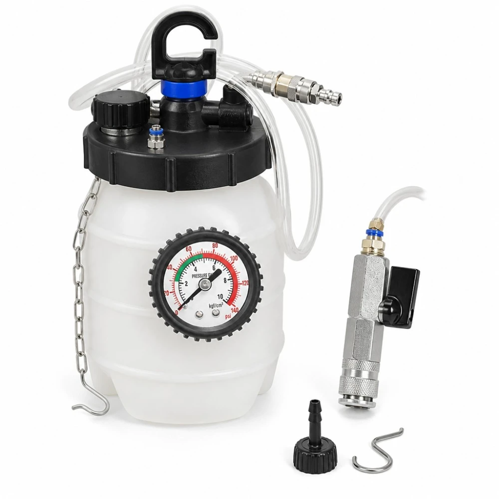 5L Pneumatic Pressure Brake & Clutch Bleeding Kit with Gauge and Adapters