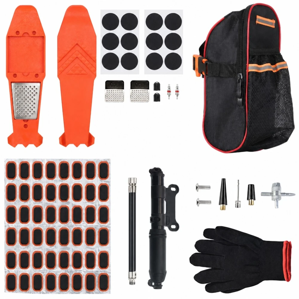 Tubeless Tyre Puncture Repair Kit Motorbike Bicycle 81 Pieces Plugs Reamer