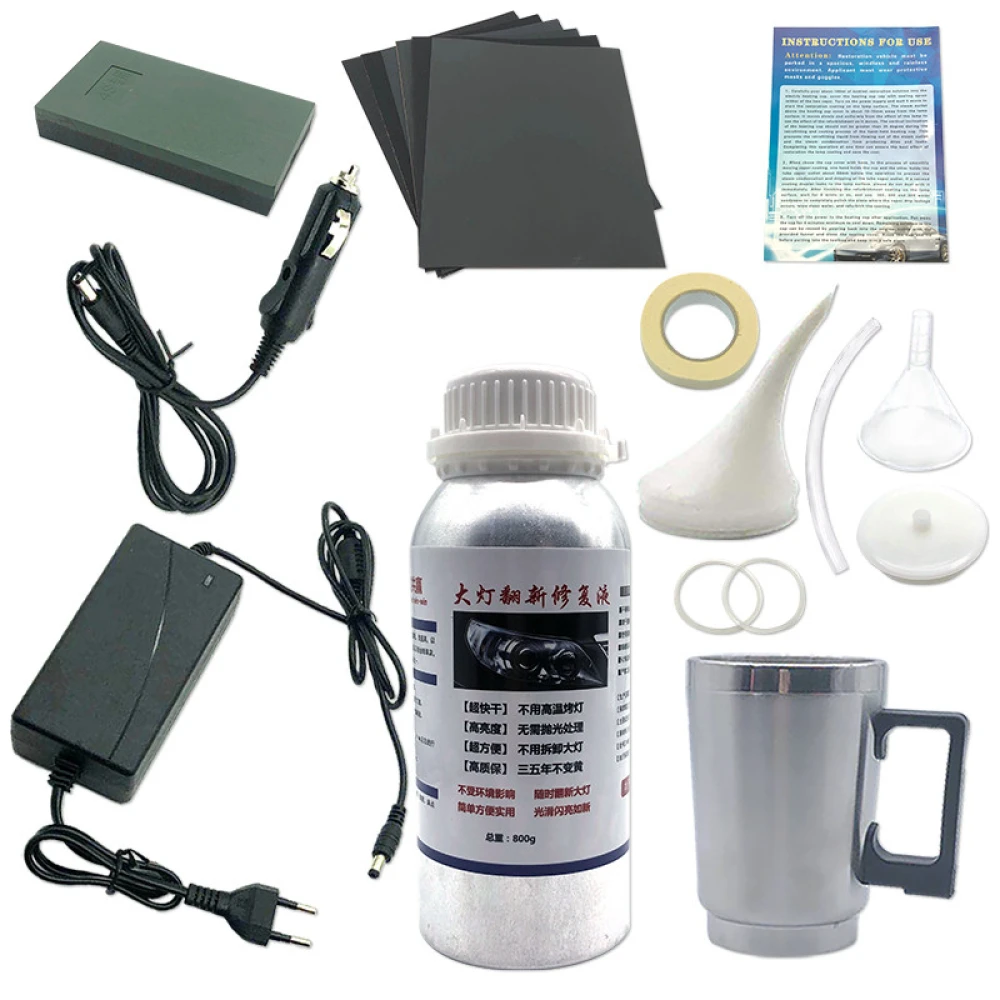 Car headlight restoration kit with liquid polymer 800ml - TSX TOOL