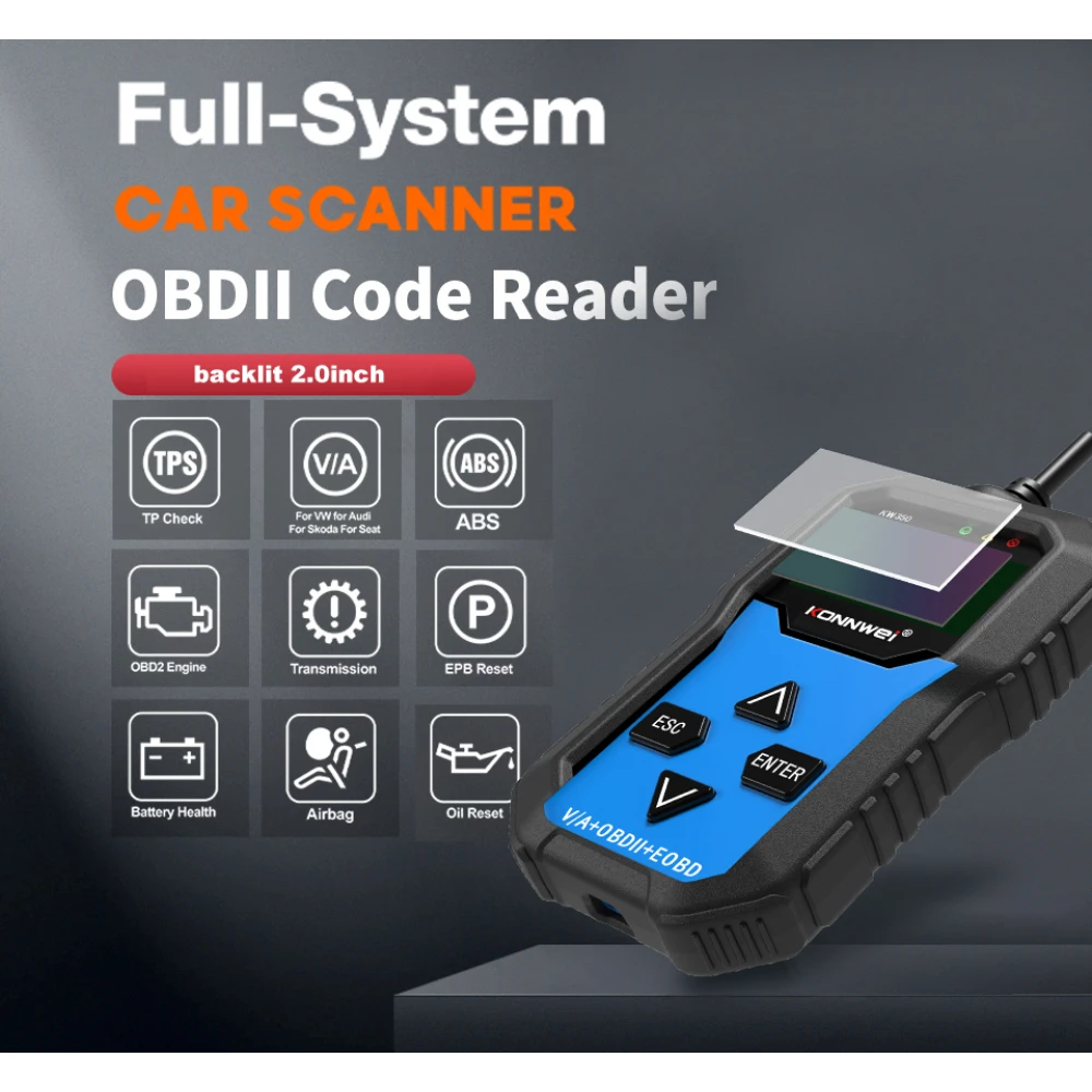 Konnwei KW350 full system diagnostic scanner for VW Audi Seat Skoda