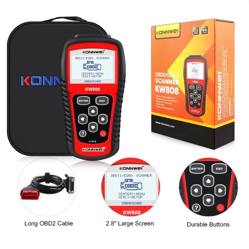 Konnwei KW808 OBD2 scanner for professional multi-brand car diagnostics
