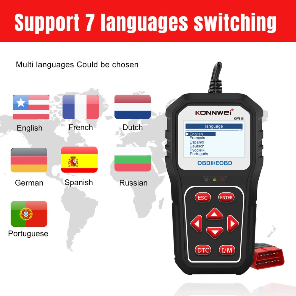 KONNWEI KW818 OBD2 Scanner: OBDII Code Reader for Cars from 1996
