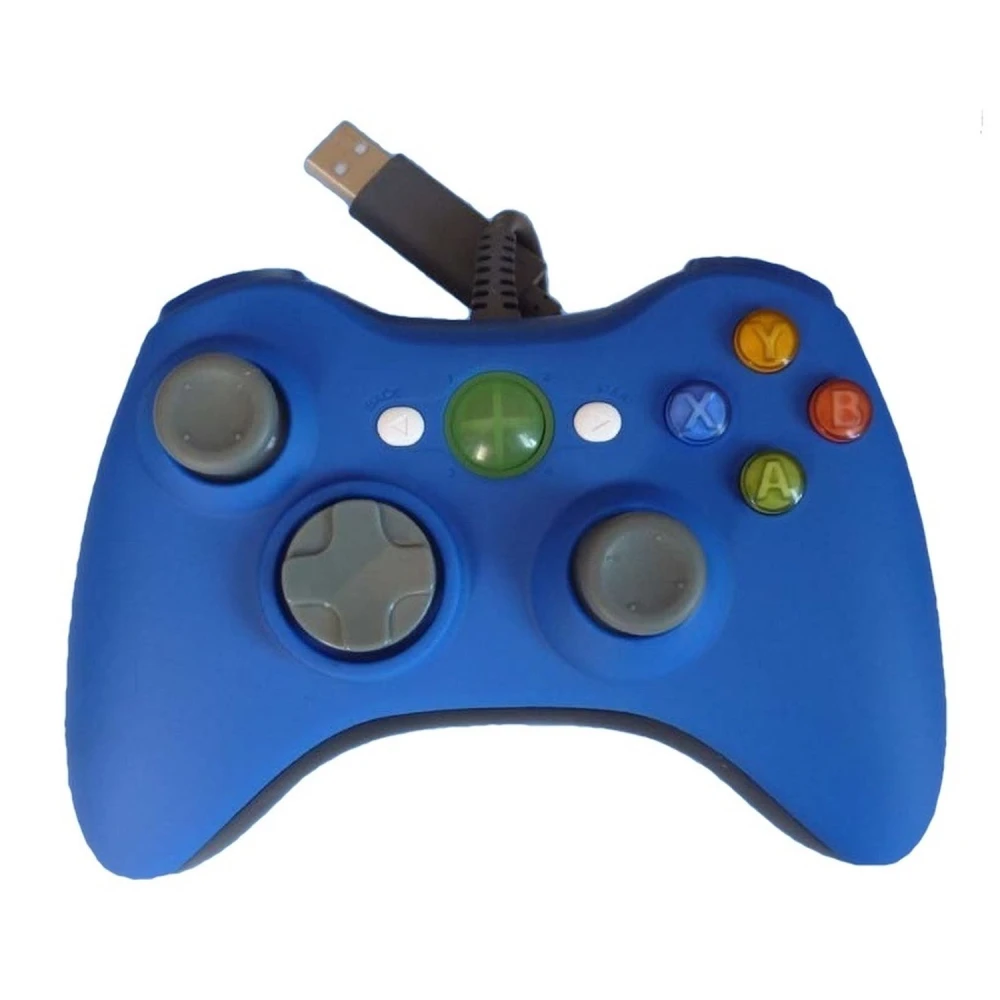 Blue compatible Xbox 360 wired controller for comfortable, precise gaming