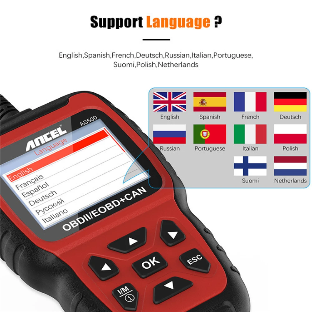 Ancel AS500 OBD2 Scanner Vehicle Diagnostic Tool