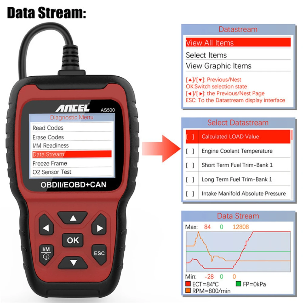 Ancel AS500 OBD2 Scanner Vehicle Diagnostic Tool