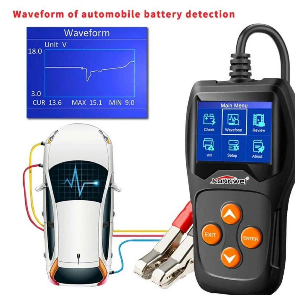 Konnwei KW600 12V Battery Tester for Car and Motorbike
