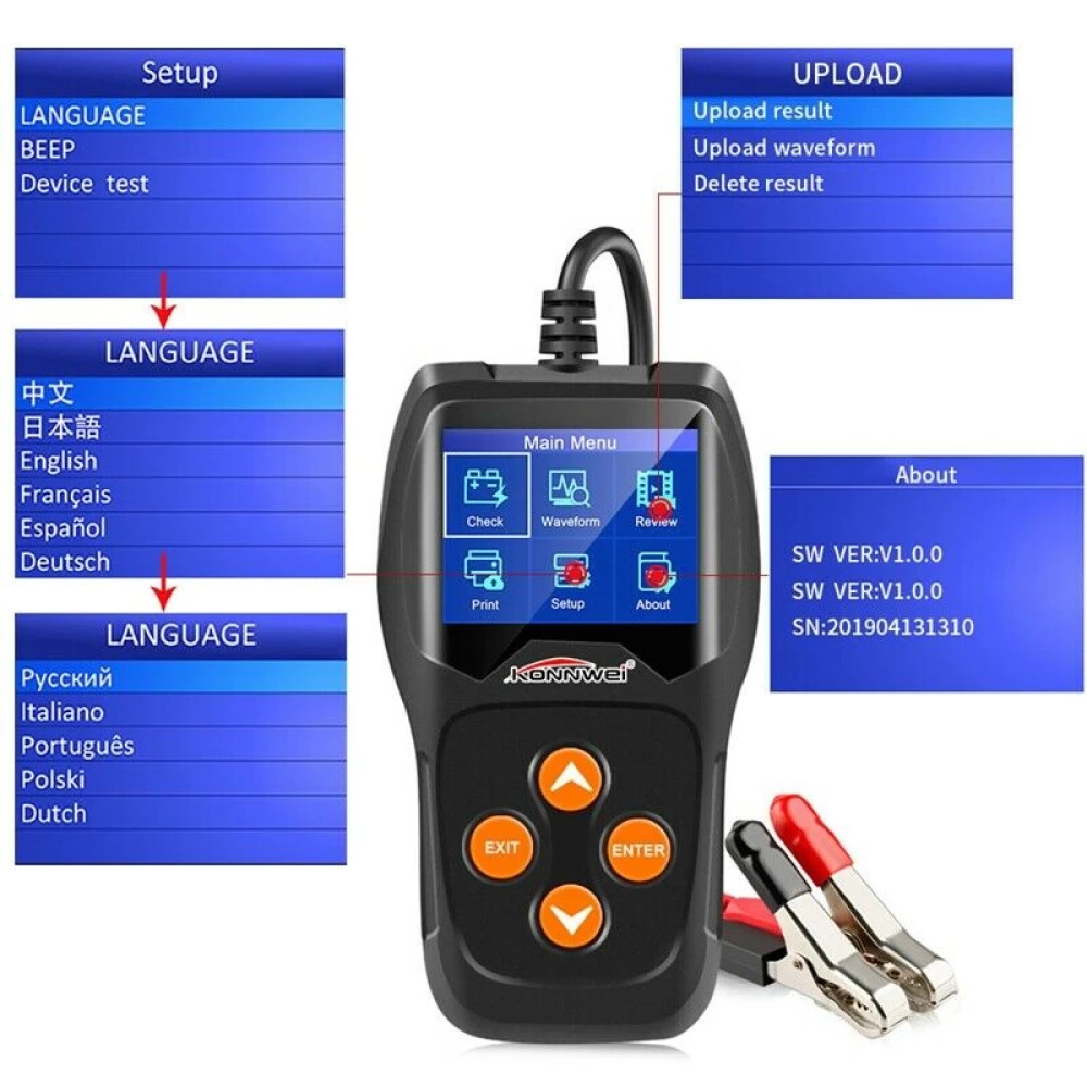 Konnwei KW600 12V Battery Tester for Car and Motorbike