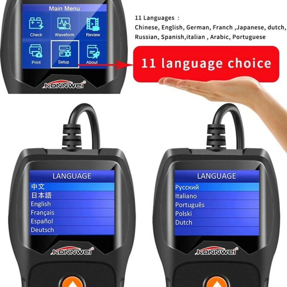 Konnwei KW600 12V Battery Tester for Car and Motorbike