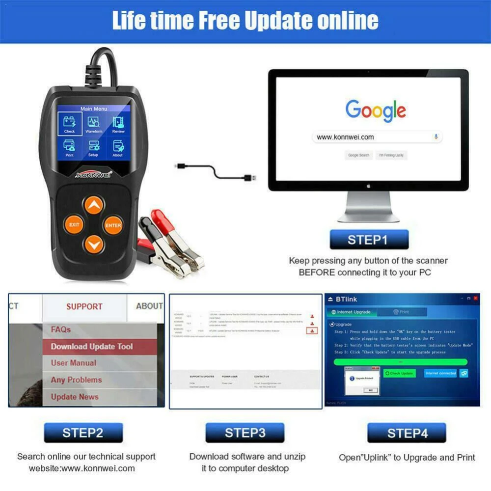 Konnwei KW600 12V Battery Tester for Car and Motorbike