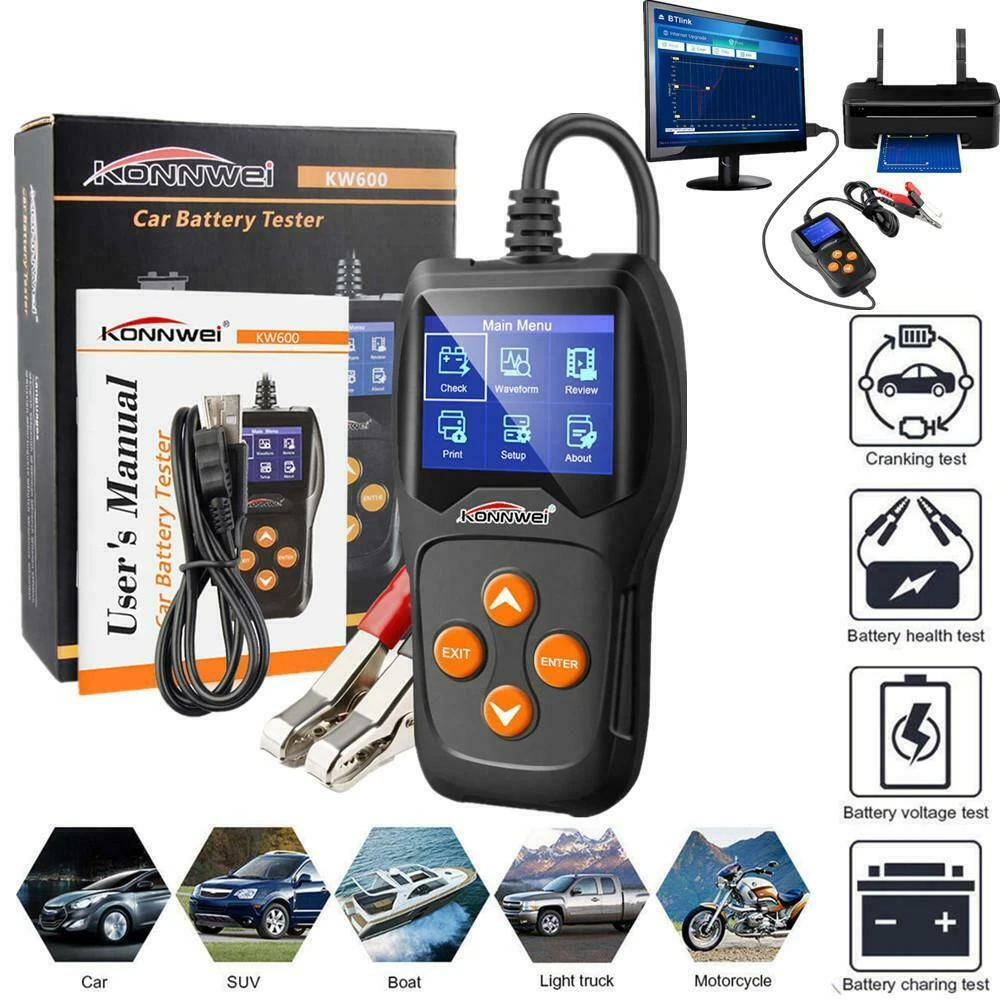 Konnwei KW600 12V Battery Tester for Car and Motorbike