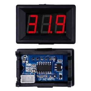 Mini Digital Voltmeter 3.5V - 30V with Red LED Battery Indicator, Panel Mount