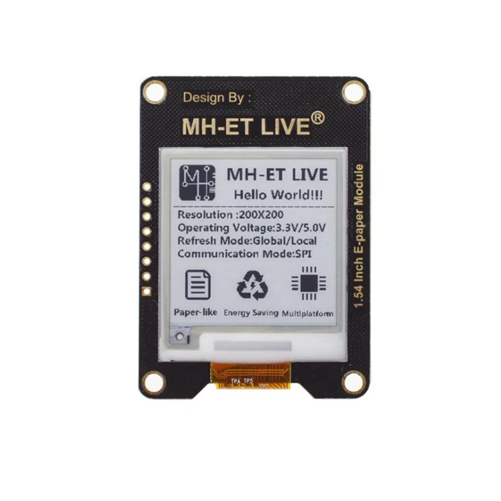 1.54-inch ePaper Module with SPI Interface for Raspberry, Arduino and STM32