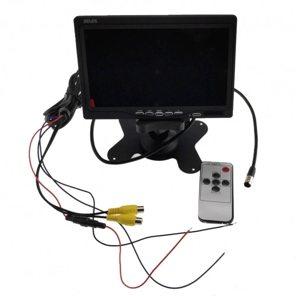 7-inch car monitor with 2 video inputs and remote control