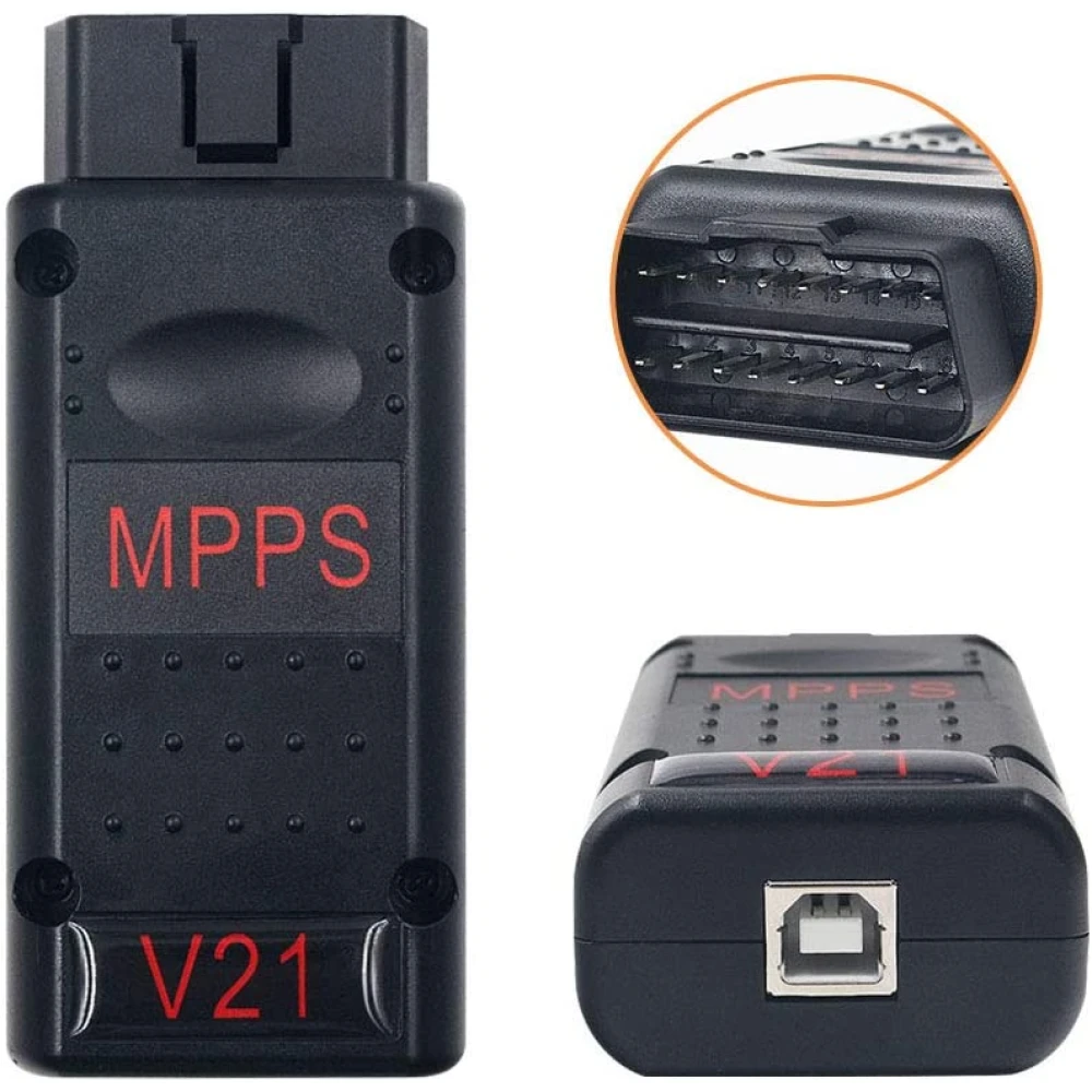 Vista lateral de Mpps V21 ECU herramienta ajuste chips con cables