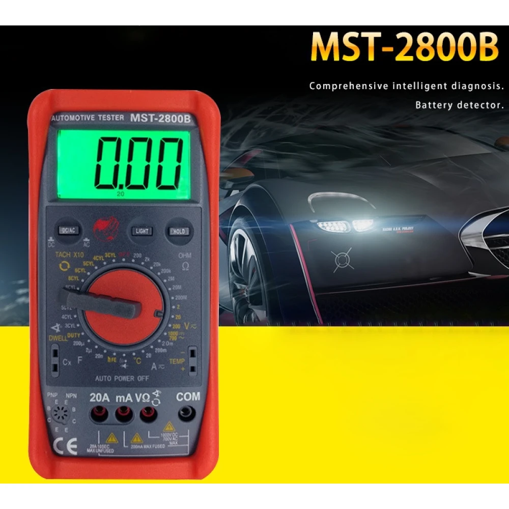 MST-2800B Smart Digital Multimeter with Large LCD for Automotive Use