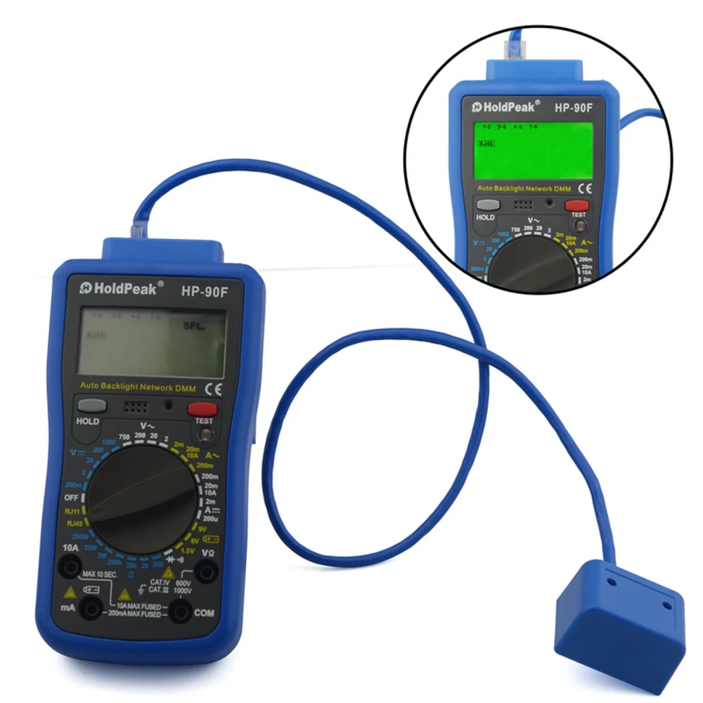 HoldPeak HP-90F Digital Multimeter with RJ11 and RJ45 Tester