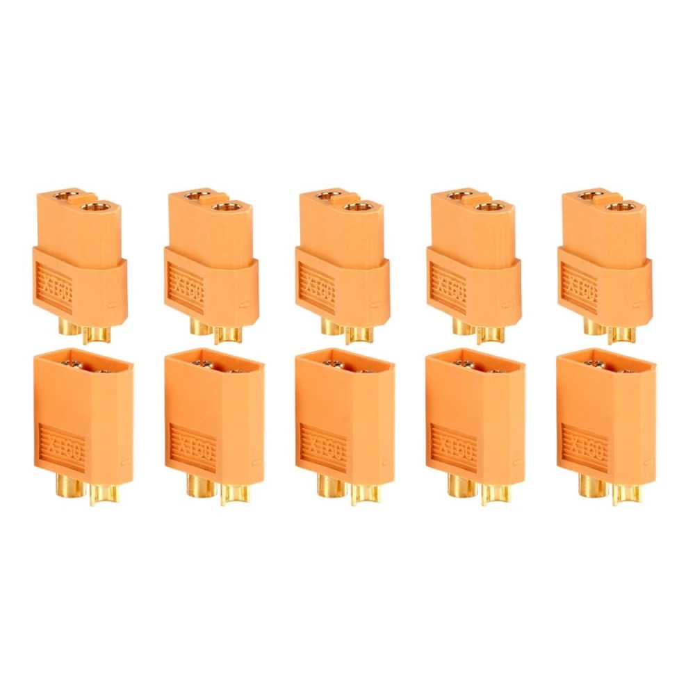 Pack of 10 XT60 Connectors (5 Female + 5 Male) for LiPo Batteries Amass