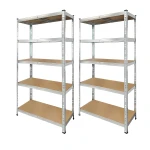 Pack of 2 Galvanised Metal Shelving Units 180x90x40 cm