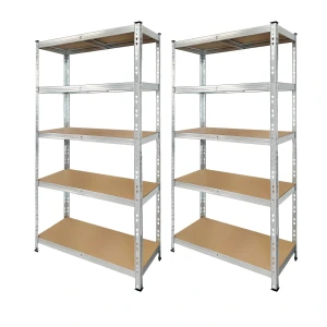 Pack of 2 Galvanised Metal Shelving Units 180x90x40 cm