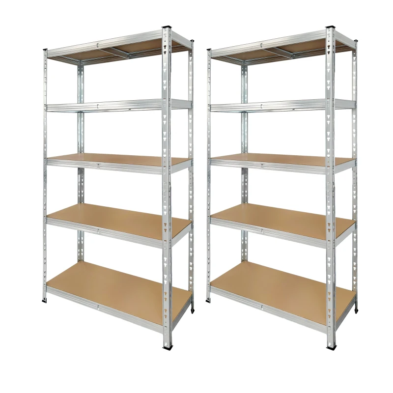 Pack of 2 Galvanised Metal Shelving Units 180x90x40 cm