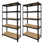 Pack of 2 Black Metal Shelving Units 180x90x40 cm with 5 Shelves and Easy Assembly