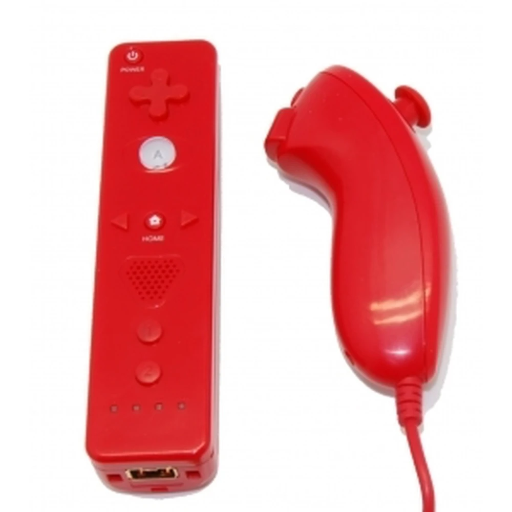 Compatible Wii Remote Controller Pack with Wiimotion Plus and Red Nunchuck for Wii