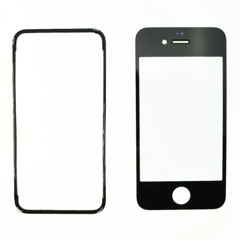 iPhone 4 Black Glass Screen with Adhesive Frame for Repair