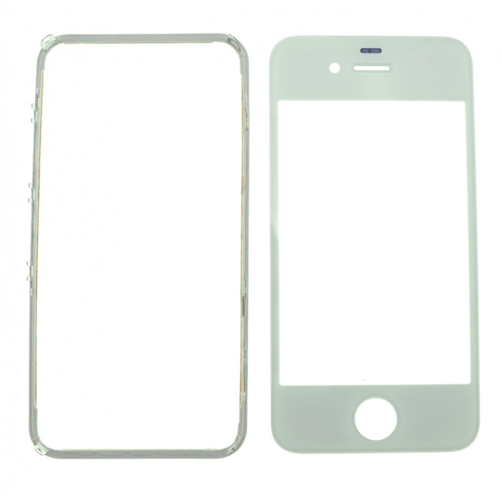 White iPhone 4s Glass Screen with Adhesive Frame for Repair
