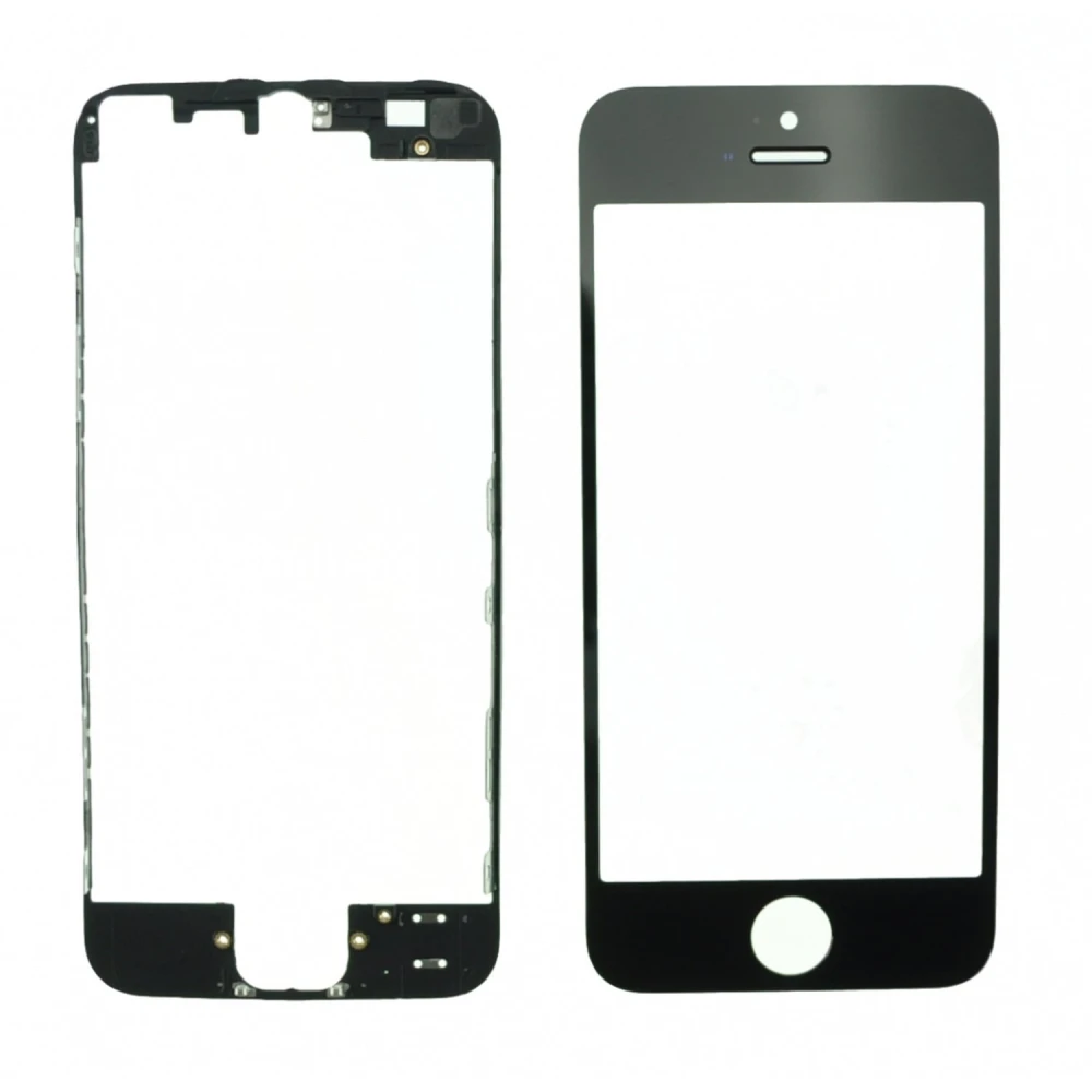 iPhone 5s Black Glass Screen with Adhesive Frame for Repair