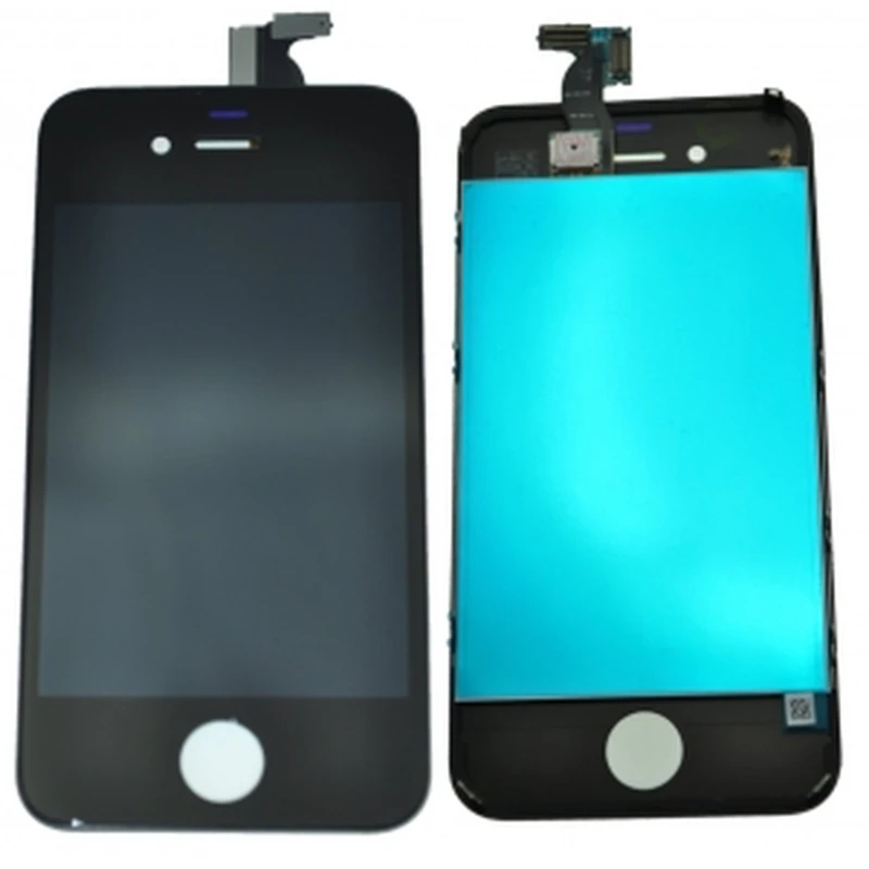 Black iPhone 4 screen with touch panel and glass, ready to install