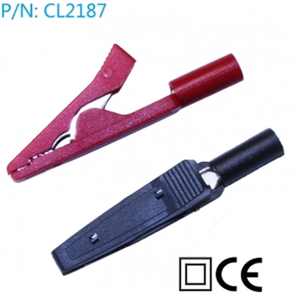 2mm banana crocodile clips pack of 2 red-black Amass