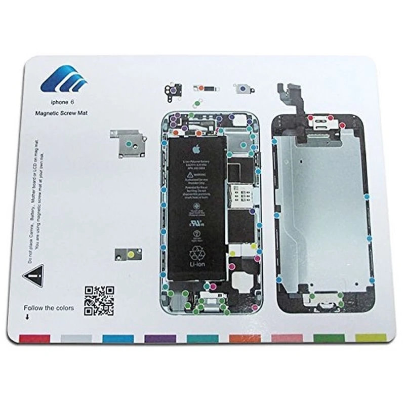 iPhone 6 magnetic screw organiser board with colour guide