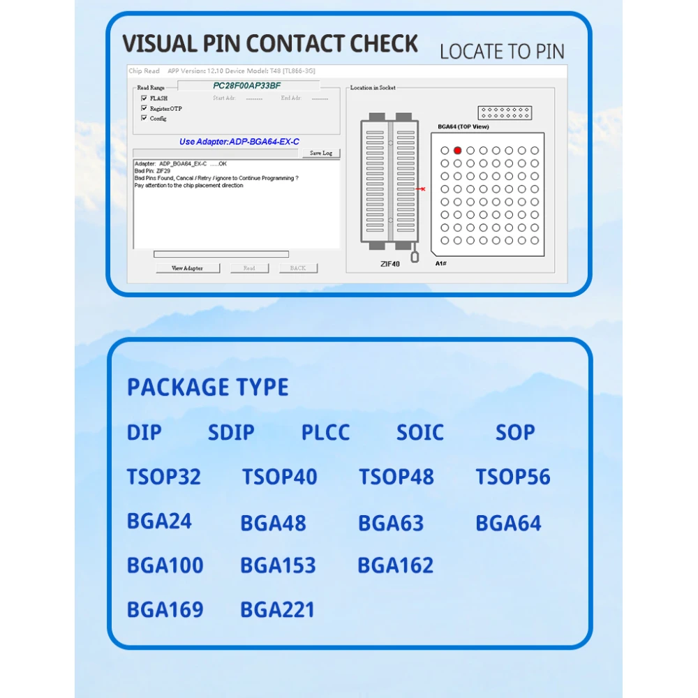 Vista del programador XGecu T48 con software abierto