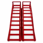 Steel Car Ramps 2 Tonnes (4,400 lbs) — Set of 2 Portable Service Ramps for Oil Changes & Maintenance, Red TSX TOOL