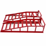 Steel Car Ramps 2 Tonnes (4,400 lbs) — Set of 2 Portable Service Ramps for Oil Changes & Maintenance, Red TSX TOOL