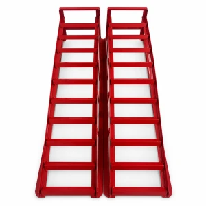 TSX TOOL Steel Car Ramps 2 Tonnes (4,400 lbs) — Set of 2 Portable Service Ramps for Oil Changes & Maintenance, Red TSX TOOL
