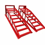 Steel Car Ramps 2 Tonnes (4,400 lbs) — Set of 2 Portable Service Ramps for Oil Changes & Maintenance, Red TSX TOOL