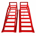 Steel Car Ramps 2 Tonnes (4,400 lbs) — Set of 2 Portable Service Ramps for Oil Changes & Maintenance, Red TSX TOOL